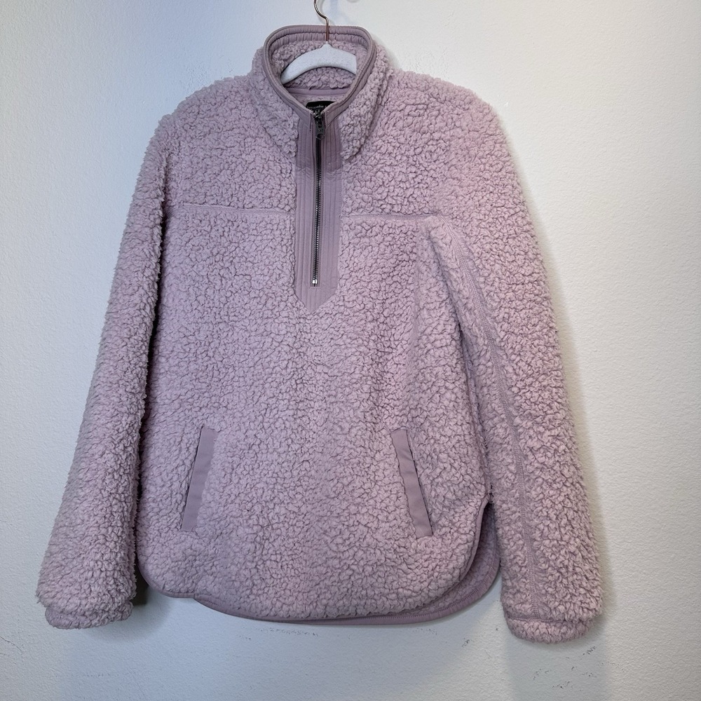 Abercrombie Fitch Small‎ Soft A&F Sherpa 1/4 Zip Fleece Pullover Pink Pockets